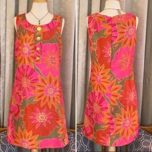 Elizabeth Howard Dress Floral Sleeveless Silk Look